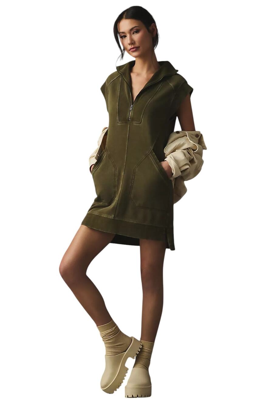 Daily Practice by Anthropologie Meru Zip-Front Sleeveless Mini Dress Size XXS